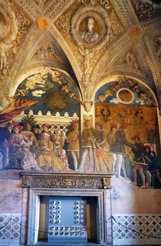 Frescoes in the bridal chamber in the Castle of San Giorgio in Mantua, Italy