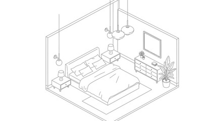 Sketch of a house architectural design and blueprint illustration