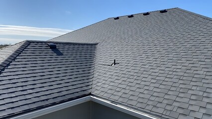Modern Residential Roof with Gray Asphalt Shingles