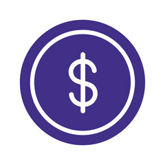 Dollar sign icon on purple background