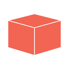 Simple red cube illustration on white background