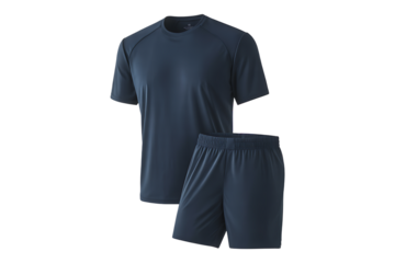 Navy blue athletic t-shirt and matching shorts set 
