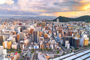 Fototapeta premium Takamatsu, Japan City Skyline at Dusk 2459