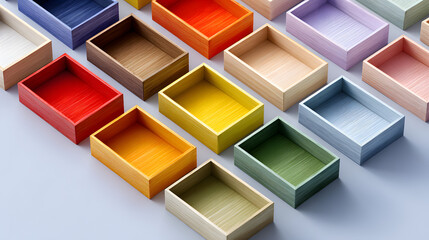 Colorful empty rectangular boxes grid