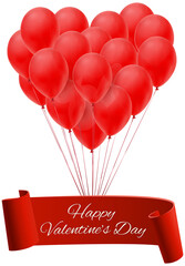 happy birthday card with red balloons, valentine day