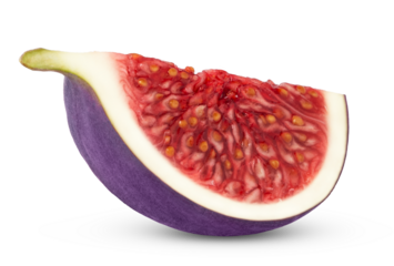 Slice of purple fig fruit isolated.