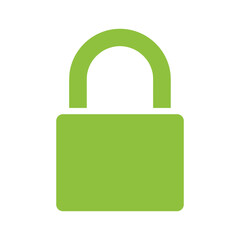 Unlocked green padlock icon on white background