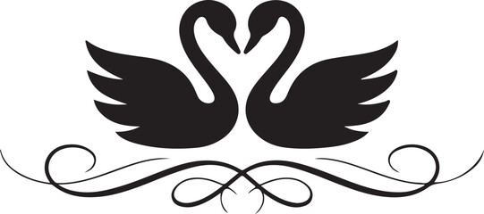 Couple swans silhouette
