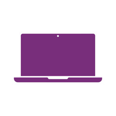 Purple laptop icon on white background