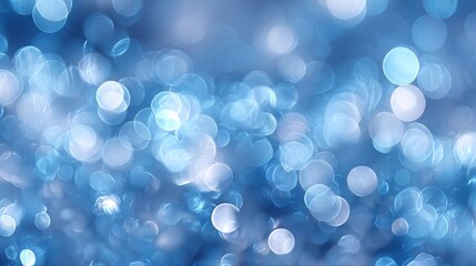 Abstract Blue Bokeh Lights Background with Soft Glow