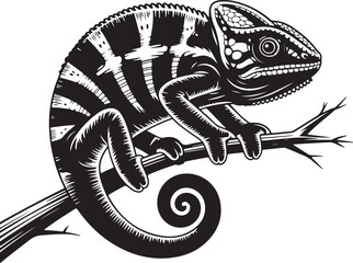 Hand drawn illustration of a chameleon silhouette