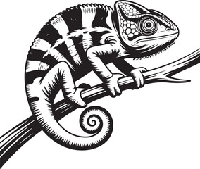 Hand drawn illustration of a chameleon silhouette © Masud