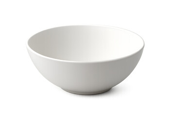 Scandinavian style white ceramic bowl isolated on transparent background for modern home and kitchen visuals, Empty white bowl minimal style for kitchenware product presentation, PNG
