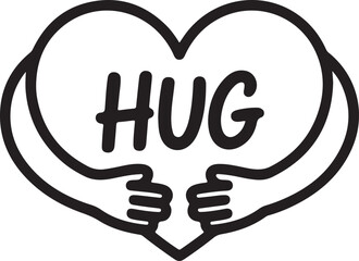 Heart icon with hand embrace. Vector illustration
