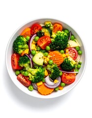 Vibrant, colorful, and healthy medley of fresh vegetables in a white bowl