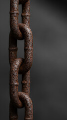 Fototapeta premium Old Rusty Metal Chain Links Closeup on Dark Background Industrial Texture