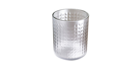 Empty glass jar for drinks in a transparent background
