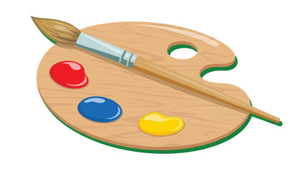Artist palette with paintbrush and colors