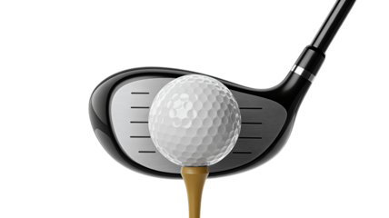 Golf Club Hitting White Golf Ball on Tee