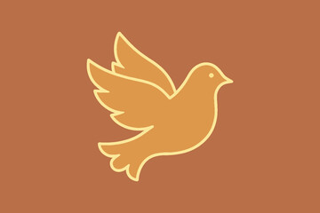 A simple illustration of a flying bird silhouette in light orange on a brown background