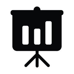 Business Growing Chart Presentation. Board icon vector, solid illustration, pictogram isolated on white. Flip chart with growing graph, diagram, Report screen.