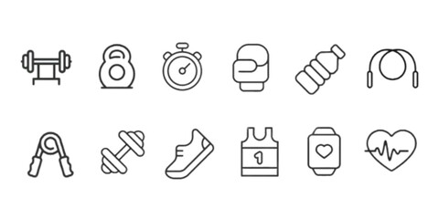 Fitness and Workout Line Icons Set