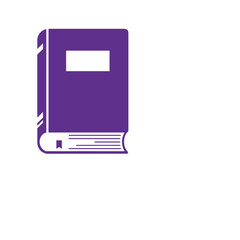 Purple book icon with blank cover and opened pages