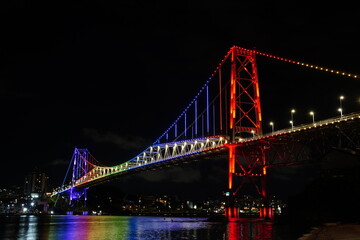 Ponte Hercílio Luz Iluminada Noite Florianópolis SC