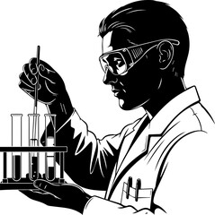 scientist in laboratory with microscope