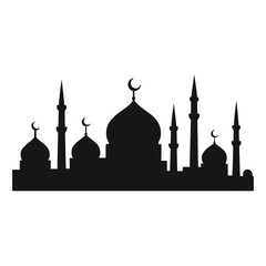 Collection of diverse mosque architectural icons featuring traditional islamic geometric patterns and minaret designs for religious and cultural projects