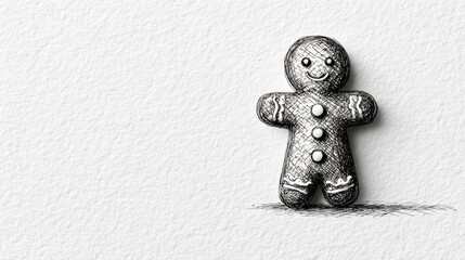 Hand-drawn sketch of a whimsical gingerbread man cookie