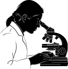 scientist with microscope