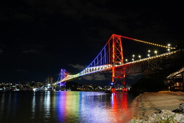Ponte Hercílio Luz Iluminada Noite Florianópolis SC