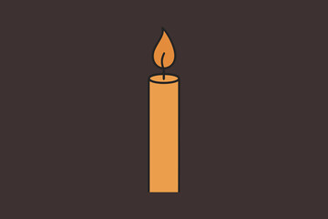 Minimalist illustration of a single burning orange candle on a dark background