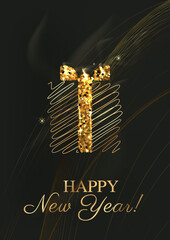 Abstract Golden Gift Box Vector Background 