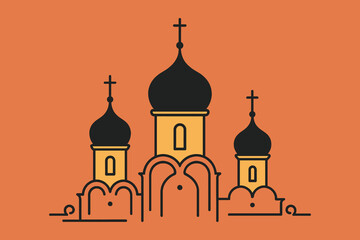 Simple vector illustration of an eastern orthodox church with onion domes