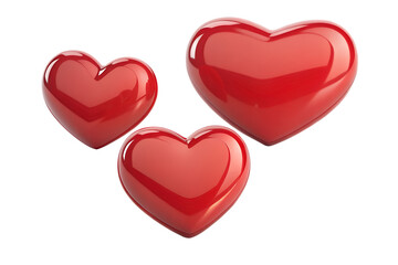 Glossy Red Heart Shapes Isolated on White Background Love Concept