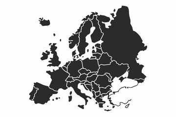 Obraz premium Flat Vector Map of Europe in Solid Color — Minimal High-Resolution Infographic Design