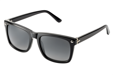 Black Classic Sunglasses with Dark Lenses Isolated on White Background