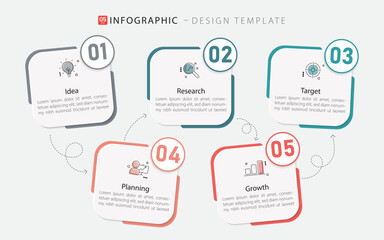 Timeline Creator infographic template. 5 Step timeline journey, calendar Flat simple infographics design template. presentation graph. Business concept with 5 options, vector illustration.