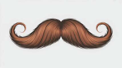 illustrated brown handlebar mustache