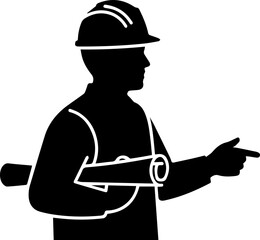 silhouette of a worker with a helmet