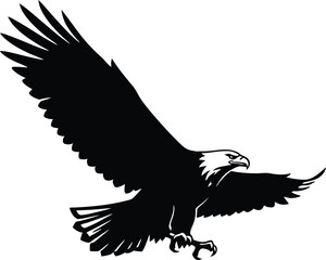 Obraz premium Majestic Flying Eagle Silhouette Isolated on Transparent Background