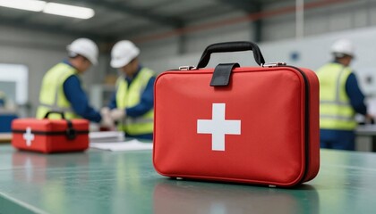 First aid training session industrial workplace instructional content safety environment close-up view health awareness