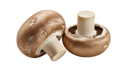 Brown Mushrooms Isolated on White Background