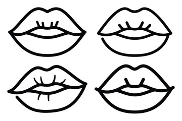 kissing lips outline icon set for graphic designs. Icons vector design