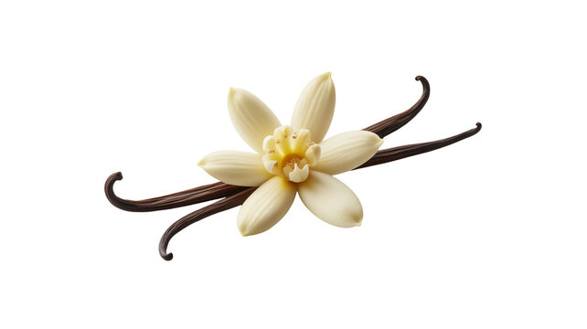 Vanilla Flower with Pod Isolated on White