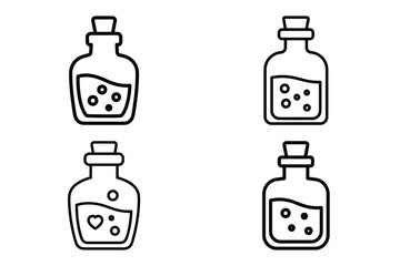 love potion bottle outline icon set for graphic designs. Icons vector design