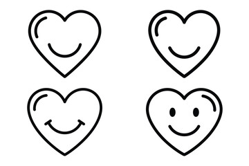 love smiley heart outline icon set for graphic designs. Icons vector design