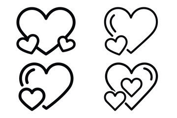 small hearts decoration outline icon set for graphic designs. Icons vector design
